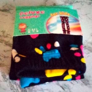 Kids Bottoms/Girl's Deluxe Leggings/ Blue with Multi Color Paw Print